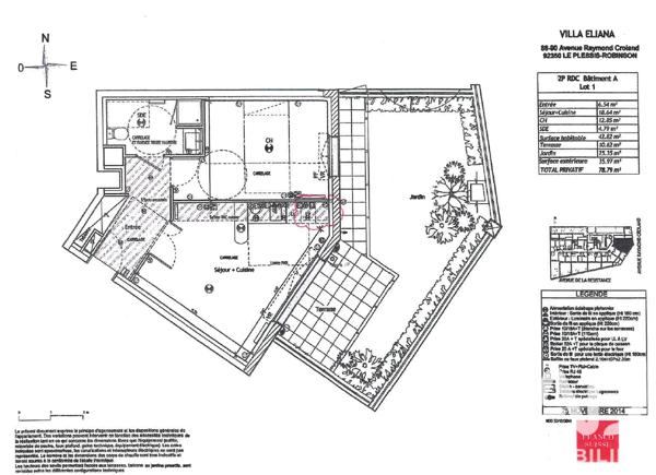 Appartement à vendre 2 pièces 42,82 m² Le Plessis-Robinson