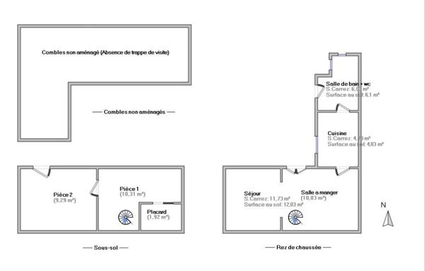 Maison 3 pièces - 55 m²