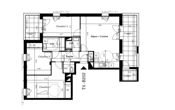 Appartement Nantes 3 pièce(s) 66.8 m2