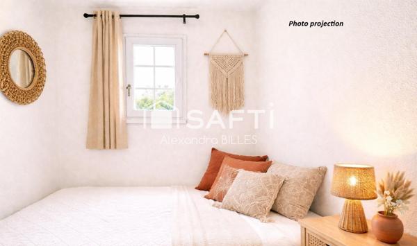 Appartement 3 pièces : 1 chambre + 1 cabine + meazzanine.