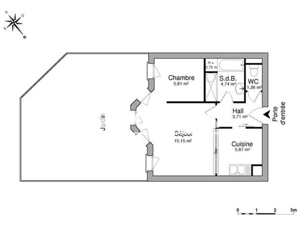 Location Studio 36.54 m² - 8 A 12 SQUARE DES CHATELIERS Bruz 35170