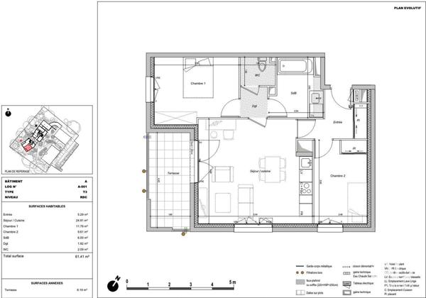 Appartement à vendre 3 pièces 61 m² Saint-Herblain