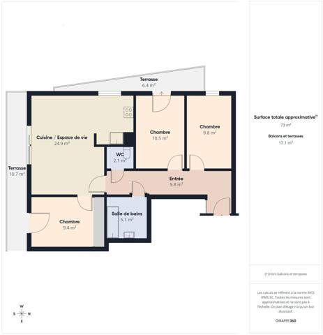 Belle Résidence de 2014, T4 de 74m², proche métro 7