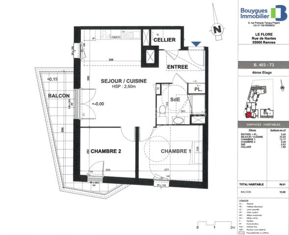 Appartement 2 chambres avec parking et balcon