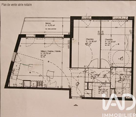 Appartement à vendre 3 pièces 61,33 m² Bobigny