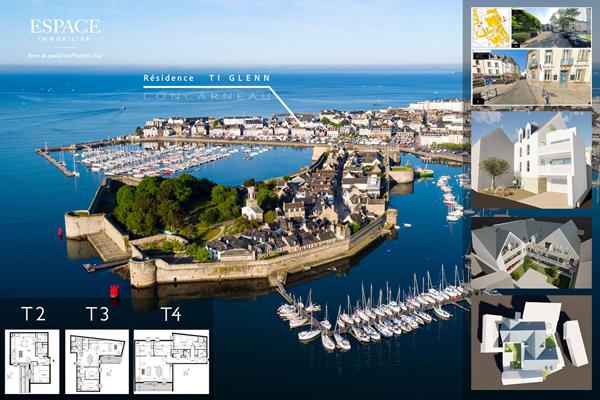 Résidence "TI GLENN" à vendre appartement 2 pièces de 53.60 m² au centre Ville de CONCARNEAU