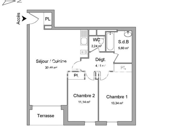 Location Appartement 3 pièces 66.91 m² - 54 RUE DES MIMOSAS Nantes 44000