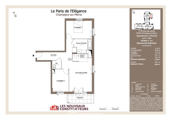 Appartement 61.08 m² à CHAMPIGNY SUR MARNE 94500