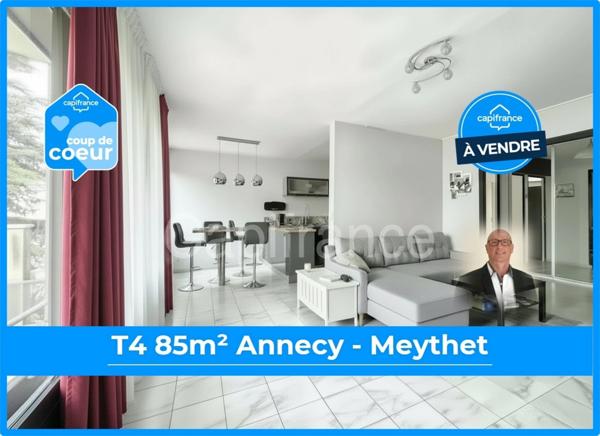Appartement T4 85m², 2 balcons, garage possible, ANNECY MEYTHET (74)