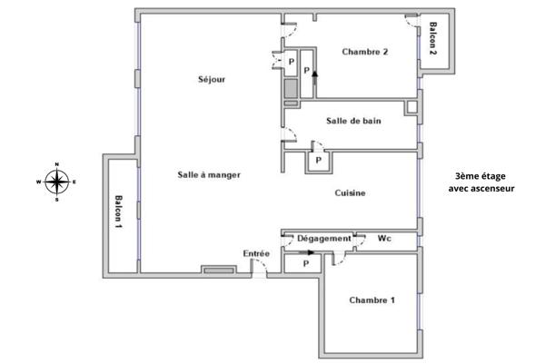 Appartement F4 à vendre  3 pièces - 85 m2 PARIS - 75007