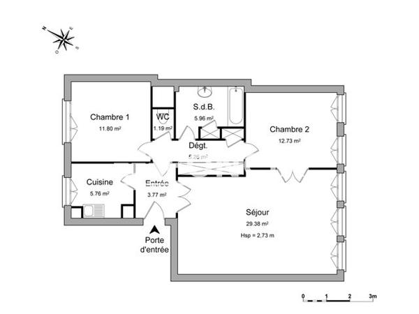 Location Appartement 3 pièces 75.85 m² - 11 RUE DE LA MADELEINE Beauvais 60000