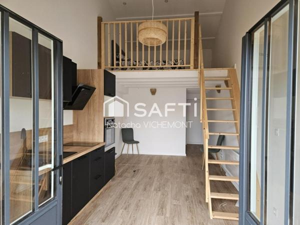 Studio mezzanine rénové avec jardin et proche centre bourg