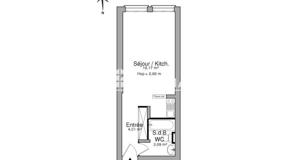 Location Studio 27.07 m² - Limoges 87000