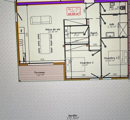 Appartement T3 69,6 m2 dans résidence de standing
