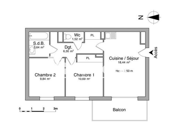 Location Appartement 3 pièces 50.43 m² - 19 BIS RUE JEAN-PAUL SARTRE Tarbes 65000