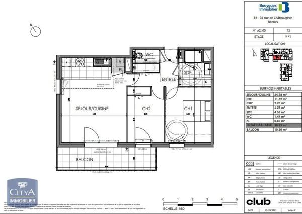 Appartement à louer 3 pièces 58.23m²
