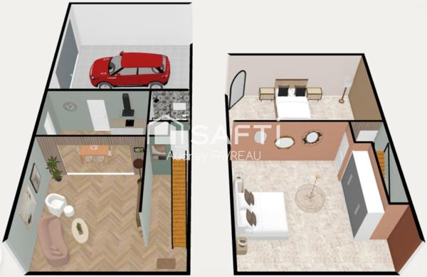 Maison 3 pièces, 62m2 habitables, Terrain de 759m2