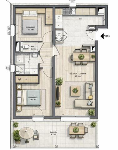 Appartement à vendre 3 pièces 62 m² Les Rousses