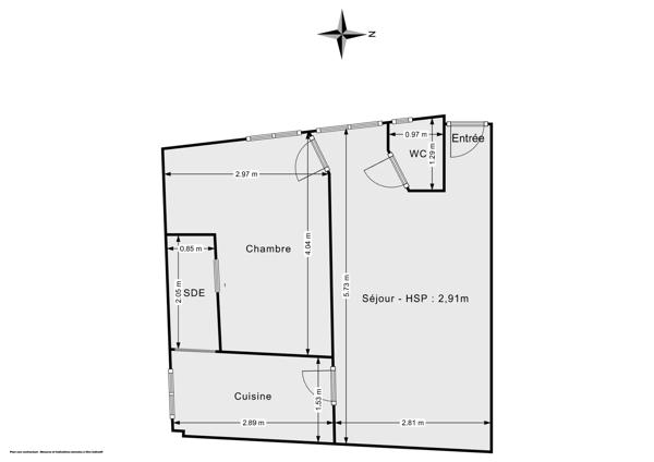 Appartement 2 pièces de 32,25m² - Calme - Rue Pelleport, Paris - Métro Gambetta