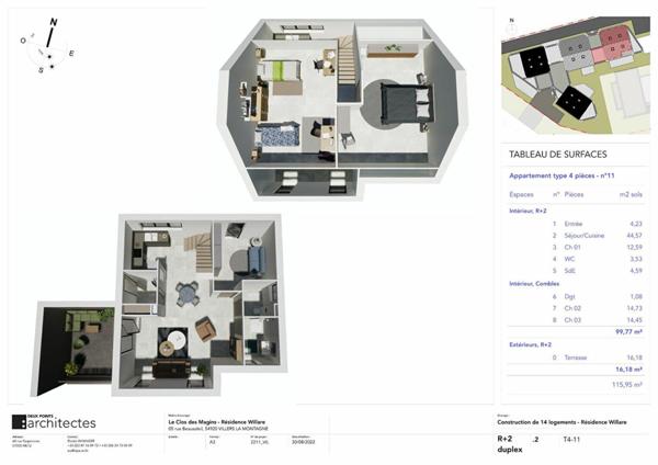 Appartement à vendre  4 pièces • 99,77 m2 Villers-la-Montagne