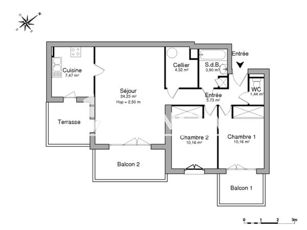 Location Appartement 3 pièces 67.41 m² - PLACE DU XI NOVEMBRE Mios 33380
