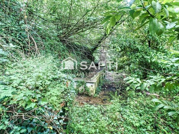 Grande maison avec jardins, terrasse et garage.