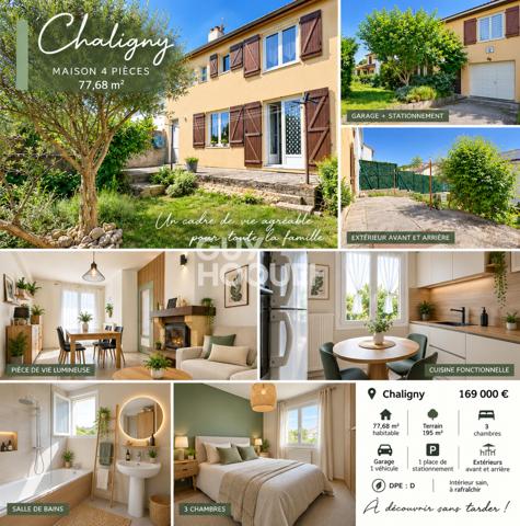 Maison 78 m² – 3 chambres – Extérieurs – Chaligny