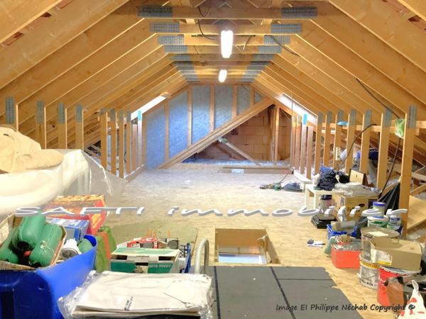 Maison Plain-pied de 114m2 avec 3 chambres, garage, chalet bois et grand jardin de1460m2 parfaitement clos.