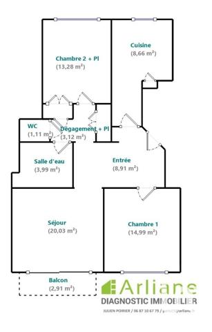 Appartement 3 pièces de 74 m² à Paris (75015)