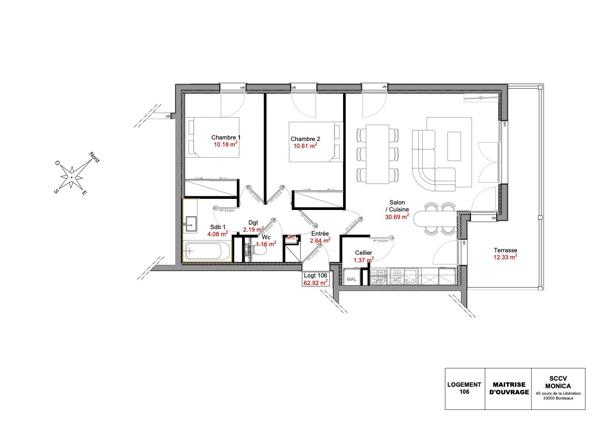 Appartement
         3 pièces
        - 63 m² 299 000 € *