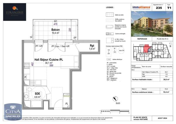 Appartement à louer 1 pièce 36.6m²