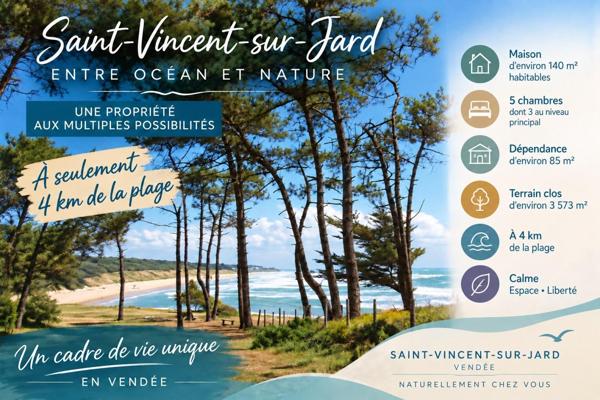 A 4 KM DE LA PLAGE, PROPRIETE AVEC GRAND TERRAIN  & DEPENDANCE