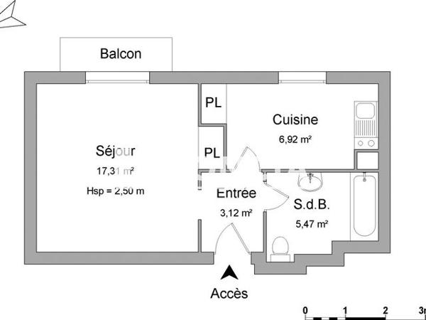 Location Studio 32.82 m² - 22 RUE DU 11 NOVEMBRE Vienne 38200