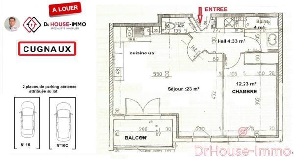 Appartement à louer 2 pièces de 48 m²