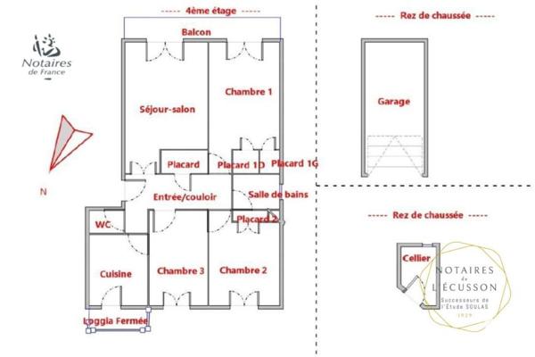 Appartement T4 avec garage et cave à Près d'Arènes