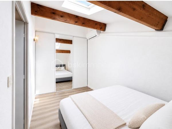 Situé sur la rive droite de Palavas-les-Flots, au 2ᵉ et dernier étage, venez découvrir ce superbe T2 bis en duplex entièrement rénovév avec belle terrasse et sa vue dégagée

L’appartement se compose d’une belle pièce de vie avec cuisine aménagée et entièrement équipée, ainsi que d’un espace buanderie. Une salle d’eau et un WC indépendant complètent ce niveau.

À l’étage, vous découvrirez une grande mezzanine aménagée en espace détente avec canapé convertible, offrant la possibilité de disposer d’un couchage supplémentaire ou d’un espace bureau. Elle bénéficie également d’un grand placard de rangement.

Une chambre indépendante avec grand placard et Velux motorisé complète l’étage.

Entièrement climatisé, l’appartement bénéficie de prestations soignées et d’une rénovation récente.

À l’extérieur, vous profiterez d’une belle terrasse exposée Ouest avec une agréable vue sur les toits et les étangs de Palavas-les-Flots.

Un véritable atout sur le secteur : une place de parking privative est vendue avec l’appartement.

Vous apprécierez enfin son emplacement privilégié, à proximité immédiate des commerces et à seulement 50 mètres de la mer.

Un appartement coup de cœur, idéal en résidence principale, pied-à-terre ou investissement locatif, réunissant dernier étage, extérieur, parking et proximité immédiate de la plage.