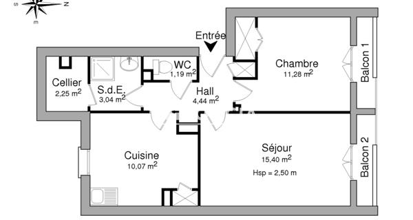 Location Appartement 2 pièces 47.67 m² - Villeurbanne 69100
