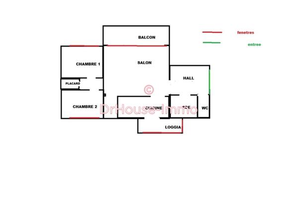 Appartement à vendre 3 pièces de 55 m²