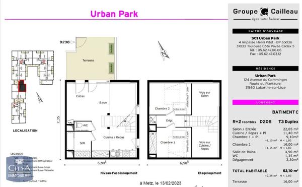 Appartement à louer 3 pièces 62.1m² Labarthe-sur-Lèze (31860)