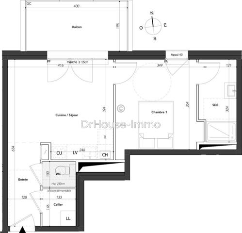 Appartement à vendre 2 pièces de 39 m²