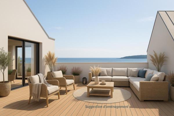 Appartement T4, dernier étage avec terrasse et vue mer, Perros-Guirec (22700)