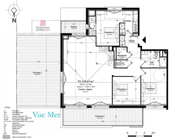 Appartement T4, dernier étage avec terrasse et vue mer, Perros-Guirec (22700)