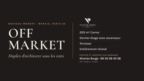 Marais – Duplex d'architecte de 204 m² Carrez sous les toits, terrasse, ascenseur