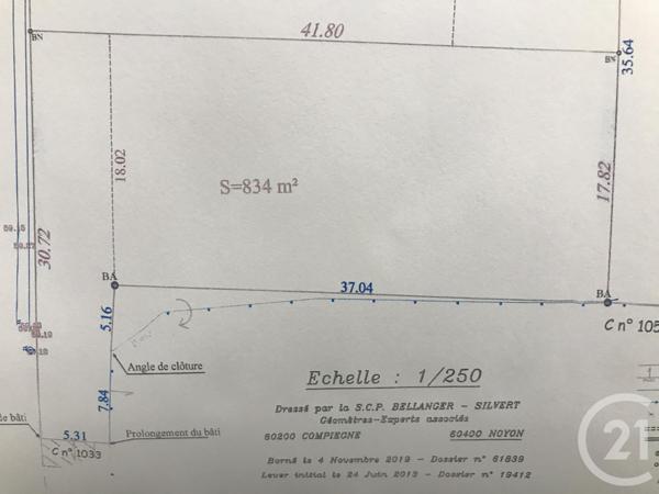 Terrain à vendre  834 m2 RESSONS SUR MATZ - 60