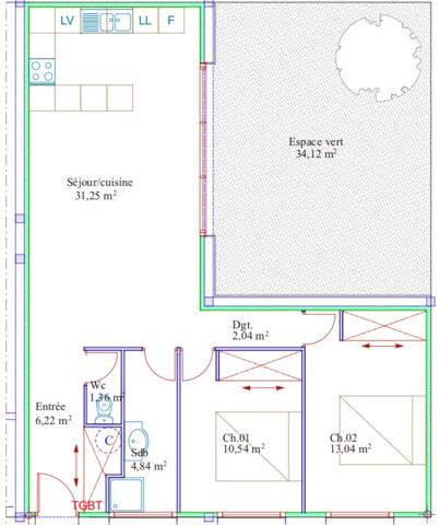 Appartement T3 norme PMR - Bureaux - Jardin - Parking - BORDEAUX