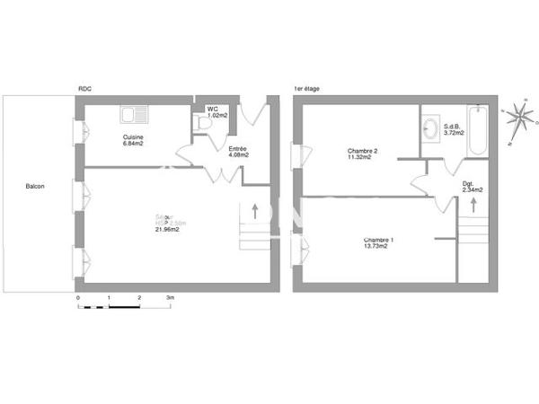 Location Appartement 3 pièces 65 m² - 29 LE CLOS DU VILLAGE Courdimanche 95800
