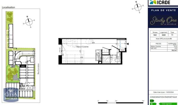 Appartement à louer 1 pièce 18m² La Rochelle (17000)