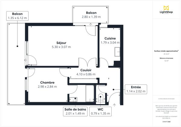 Luminosité et vues dégagées ! Appartement 2 pièces de 42 m² avec balcons - Rue de Rocroy, Saint-Maur-des-Fossés