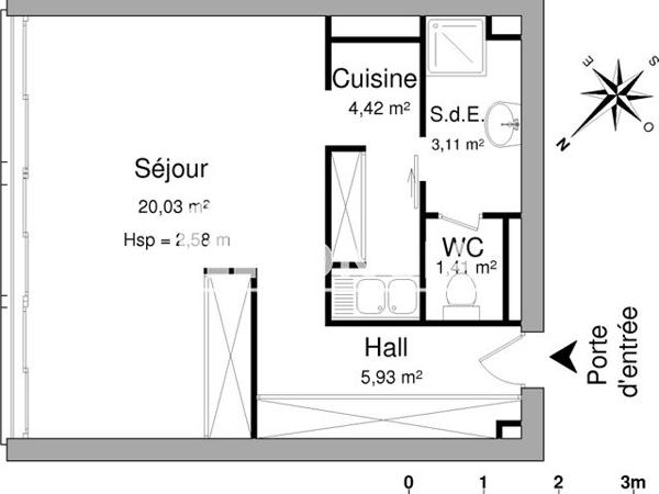 Location Studio 34.9 m² - 1 RUE LAFAYETTE Nancy 54000