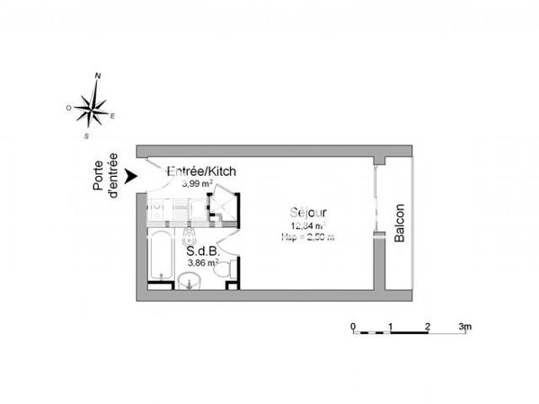 Location Studio 20.7 m² - 54 AVENUE DE LODEVE Montpellier 34070